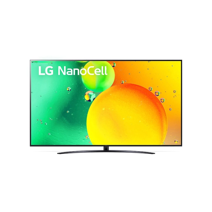 LG 75NANO763QA NanoCell Smart, TV LED, 189 cm, 4K Ultra HD, HDR, webOS ThinQ AI, clasa energetica G, negru