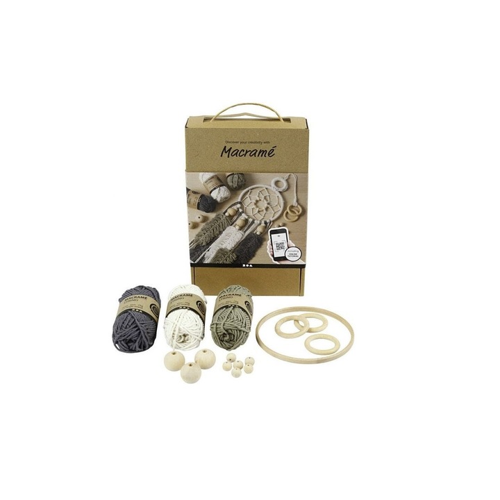 Set Artizanat, Creaza-ti Prinzatorul de Vise, DIY Kit Macrame, 16 Piese