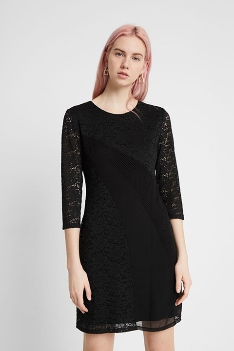 Rochie cu insertii dantela Katya, Negru, L