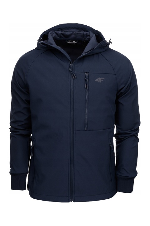 Jacheta softshell cu gluga, 4F, Poliester, S, Bleumarin