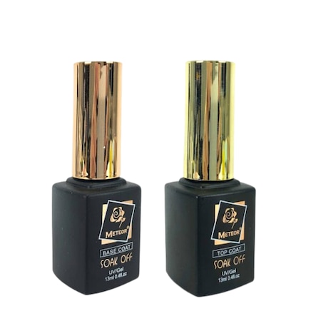 Set base coat si top coat pentru unghii, Meteor, 2x13 ml, Transparent