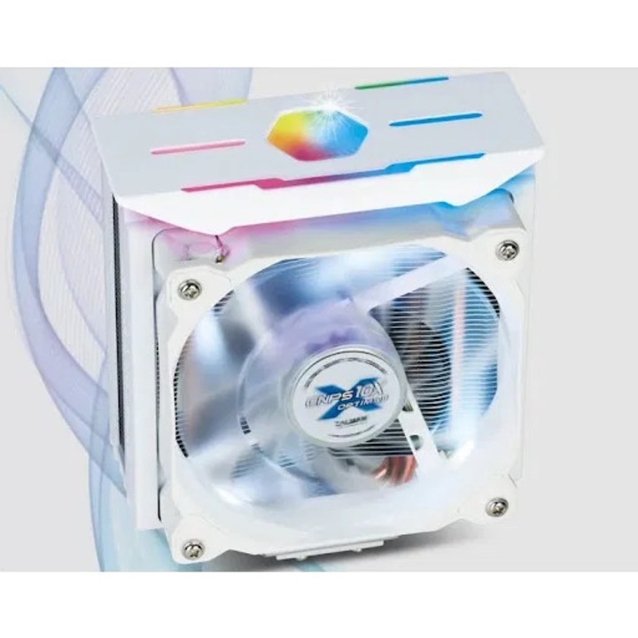 Zalman CNPS10X OPTIMAII, 120mm RGB PWM Fan / RGB Spectrum1,350 -2,100RPM uPWM / 18 -28.0dBA, Intel LGA 2066, 2011-V3 115x, 1200, 1366, AMD AM4, AM3+, AM3,, FM2+, FM2 Processzor Hűtő 12 cm Fehér 1 dB (CNPS10X OPTIMA II WHITE)