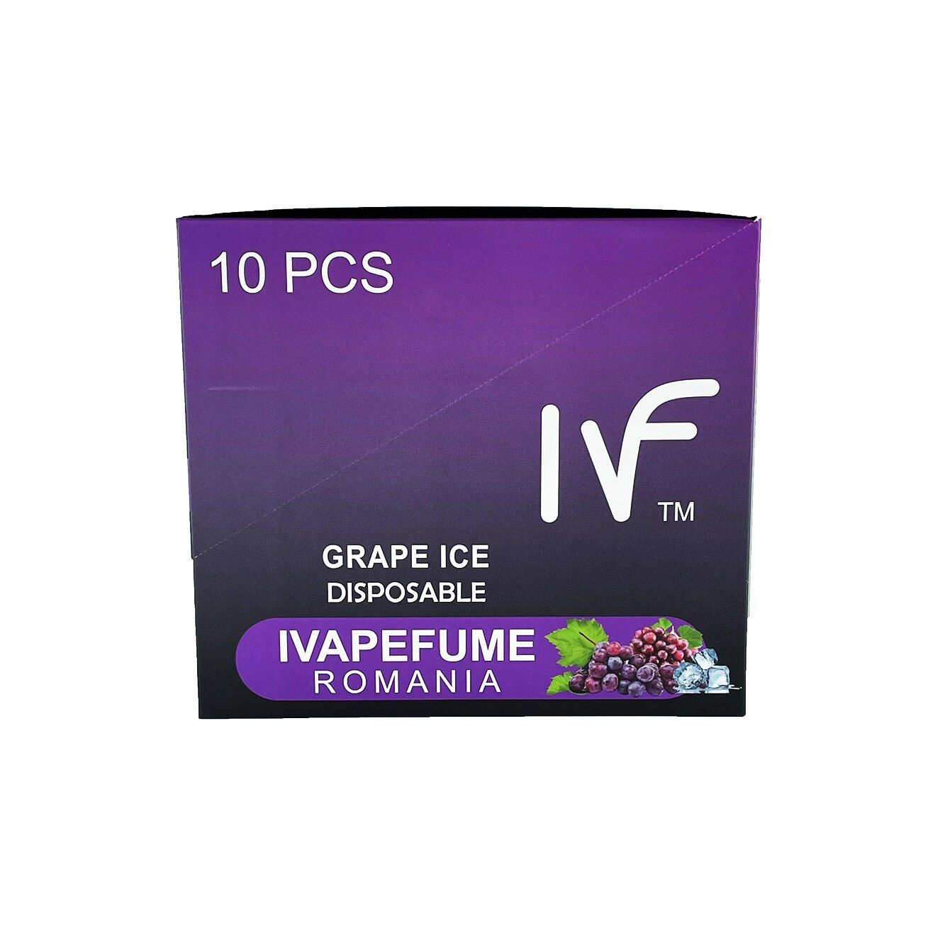 Комплект от 10 електронни цигари IVapeFume Grape Ice, 2% никотин, 1500 ...