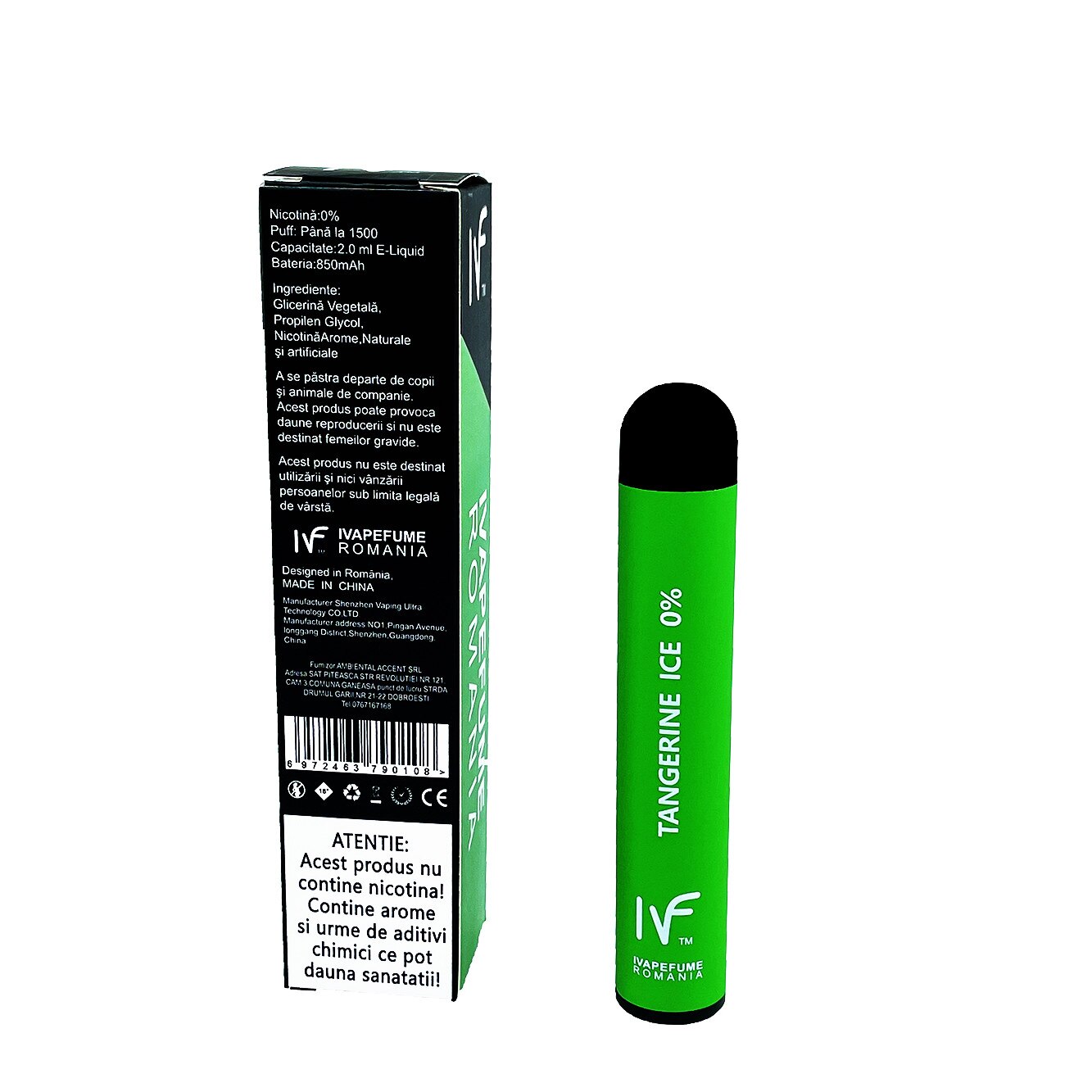 Комплект от 5 електронни цигари IVapeFume Orange Ice, 0% никотин, 1500 ...