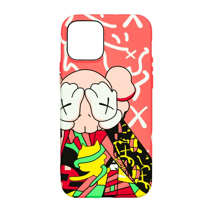 Husa de telefon, LUXO, compatibila cu iPhone 12 / 12 Pro, model Abstract Kaws cu efect fosforescent, TPU, multicolor