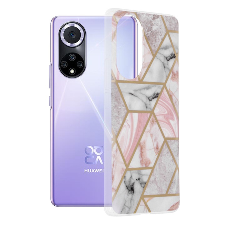 Кейс за Huawei nova 9/Honor 50, Techsuit Marble Series, Pink Hex