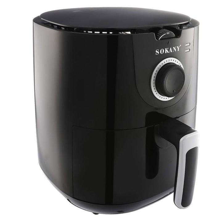 Olajmentes olajsütő Sokany AF-002, 1500W, 5L, Hőmérséklet-szabályozás, Fekete