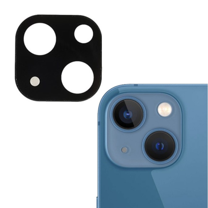 Kamerafólia iPhone 13-hoz, Bibilel 9H rögzített üveg, Fekete-Átlátszó, HUR-BBL4916