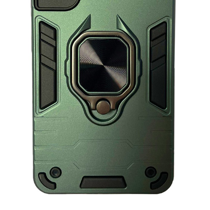 Husa de protectie pentru Samsung Galaxy A22 4G, Army Shield, Hybrid Armor, Ring Holder, Verde
