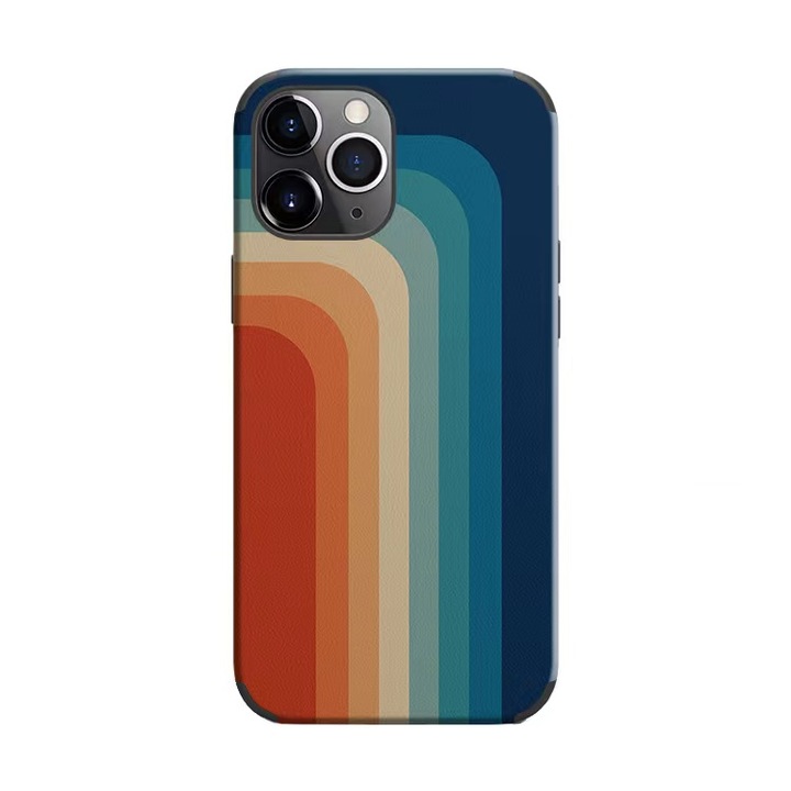 Husa de protectie compatibila iPhone 13 pro max, rezistenta la socuri, dungi curcubeu