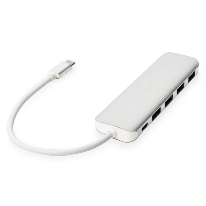 Хъб USB 3.0 TYPE-C, Digitus, Алуминий, 4 порта, Сребрист