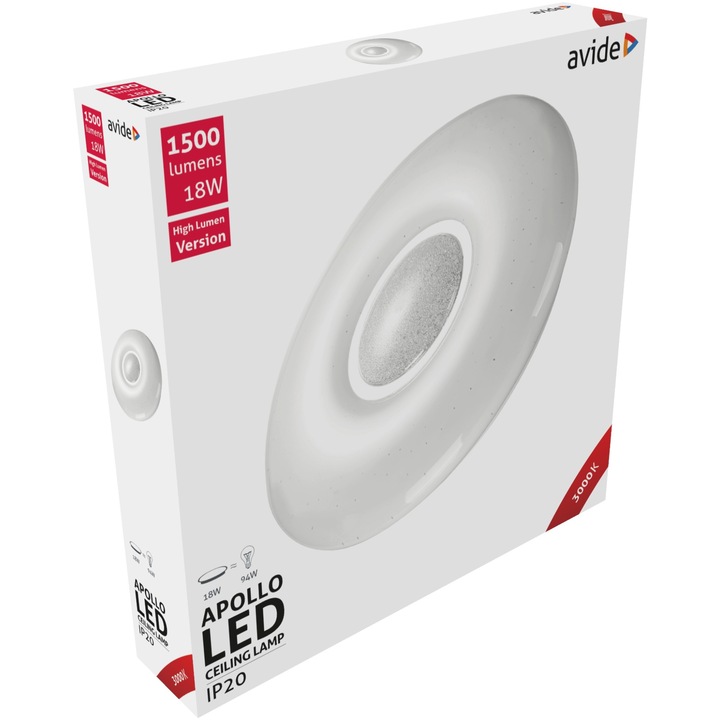 Avide LED mennyezeti lámpa, Apollo 18W 348*62mm WW 3000K