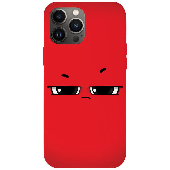 Калъф за iPhone 13 Pro Max от първокласен силикон, червено отегчено лице, PH609B1M725