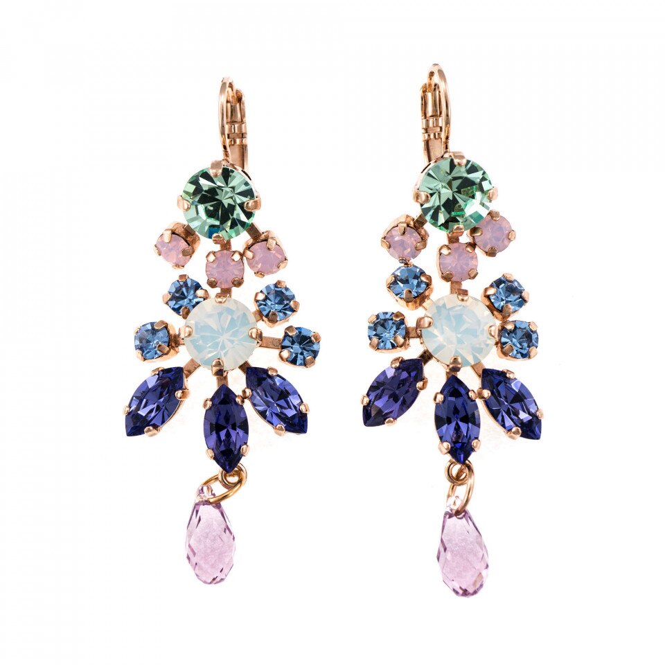 Cercei placati cu Aur roz de 24K, Cristale Swarovski, California Dreaming by Roxannes - Mariana Jewellery, Multicolor 1529-1067RG6