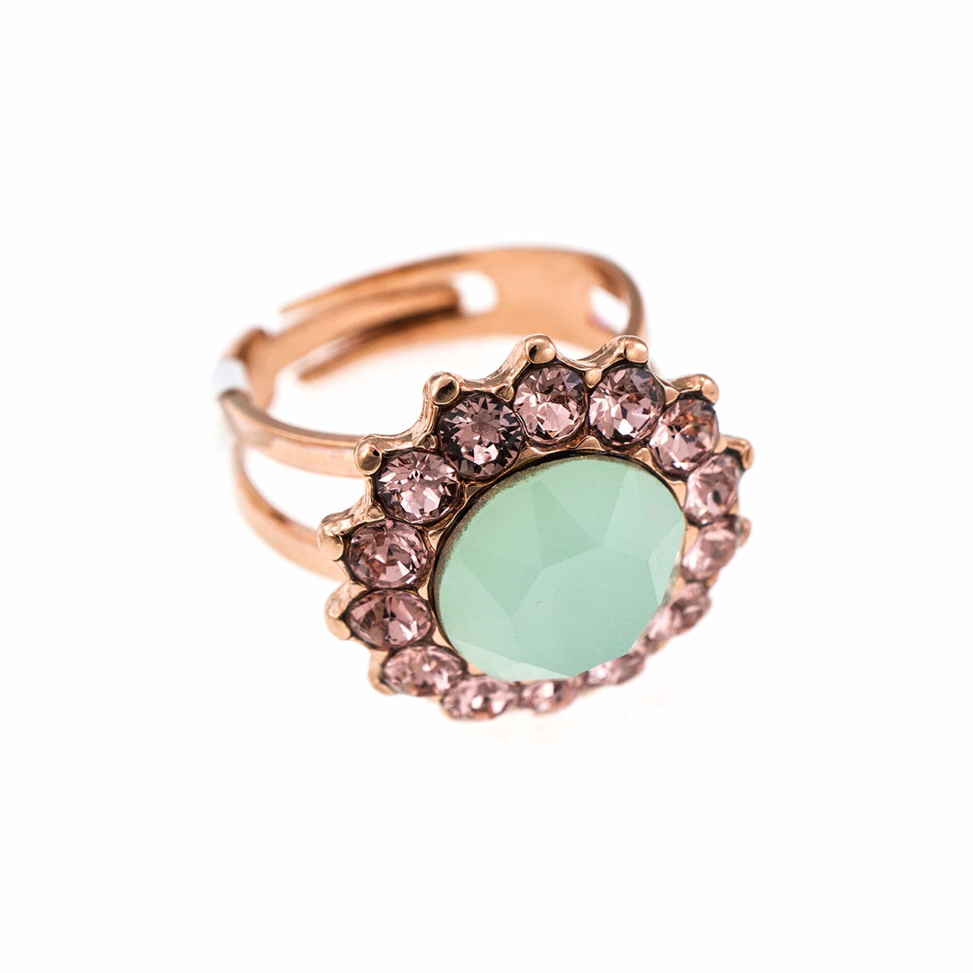 Inel placat cu Aur roz de 24K, Cristale, California Dreaming by Roxannes - Mariana Jewellery, Albastru/Verde 7023-1067RG