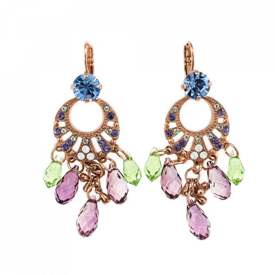 Cercei placati cu Aur roz de 24K, Cristale Swarovski, California Dreaming by Roxannes - Mariana Jewellery, Multicolor 1036/2-1067RG6