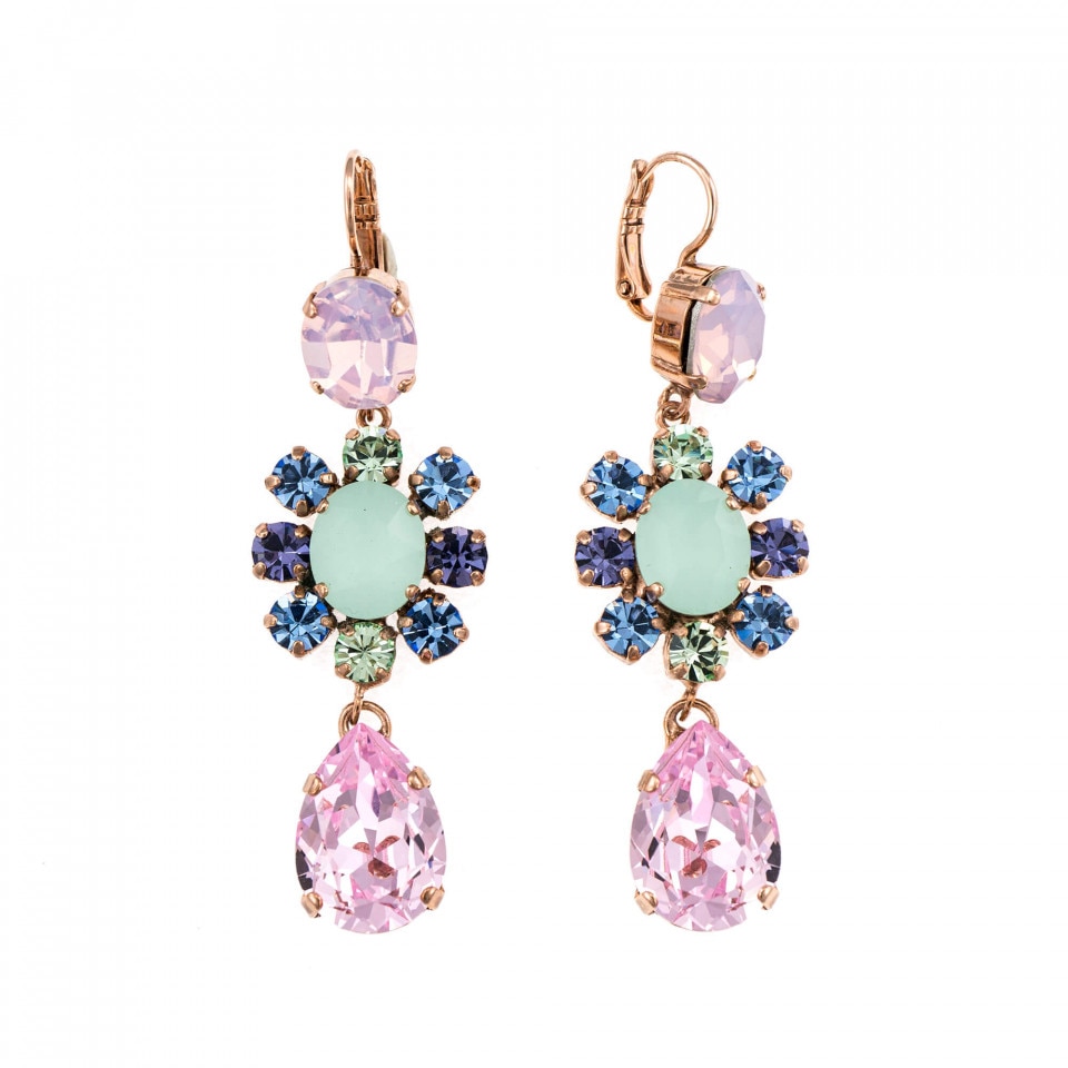 Cercei placati cu Aur roz de 24K, Cristale Swarovski, California Dreaming by Roxannes - Mariana Jewellery, Multicolor 1156/2-1067RG6
