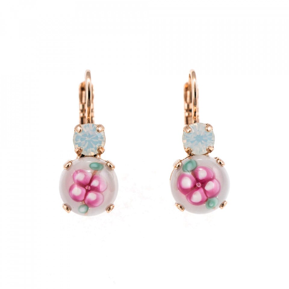 Cercei placati cu Aur roz de 24K, Cristale Swarovski, Seashell by Roxannes - Mariana Jewellery, Alb/Roz 1062-04863RG6