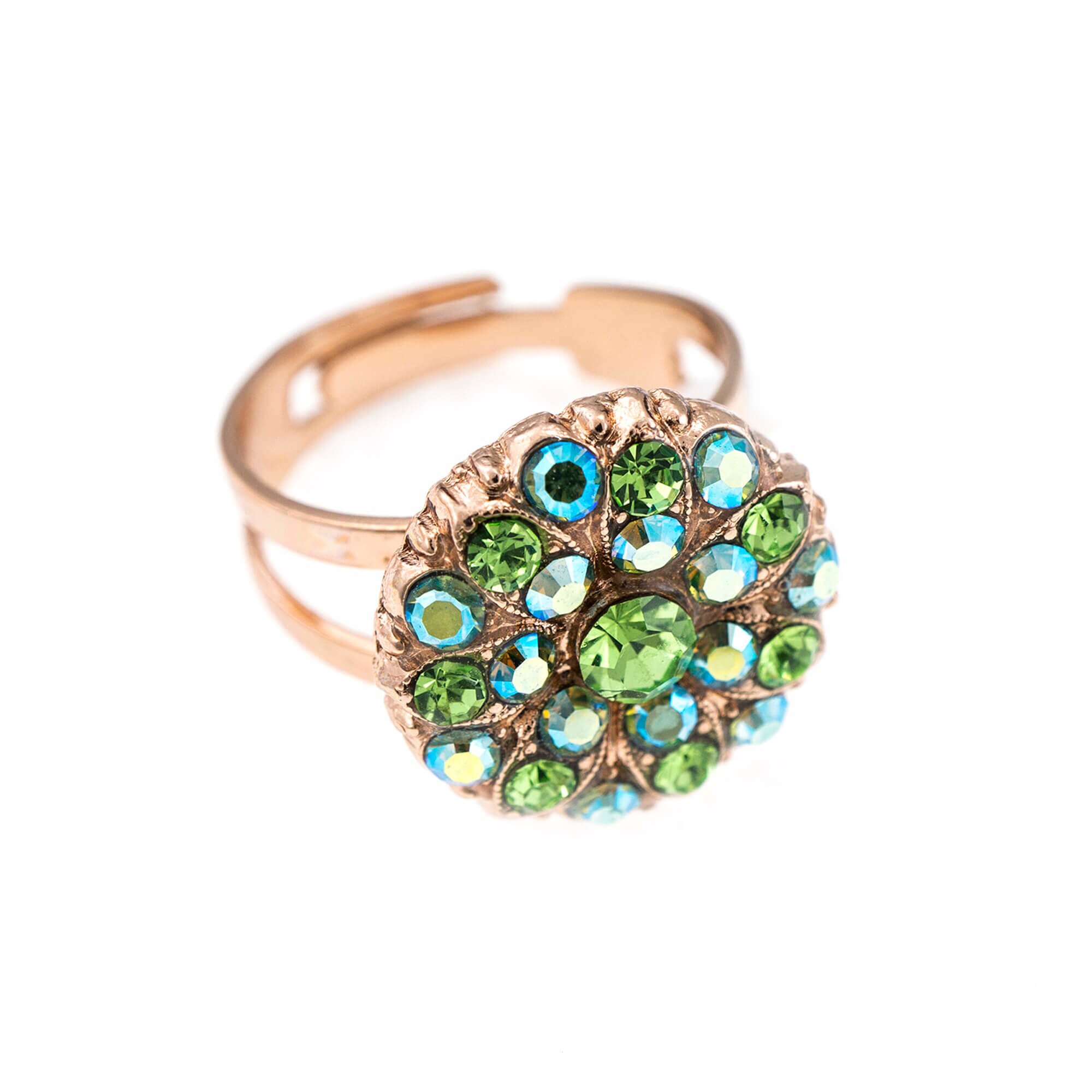 Inel placat cu Aur roz de 24K, Cristale, Guardian Angel by Roxannes - Mariana Jewellery, Verde 7217-214RG