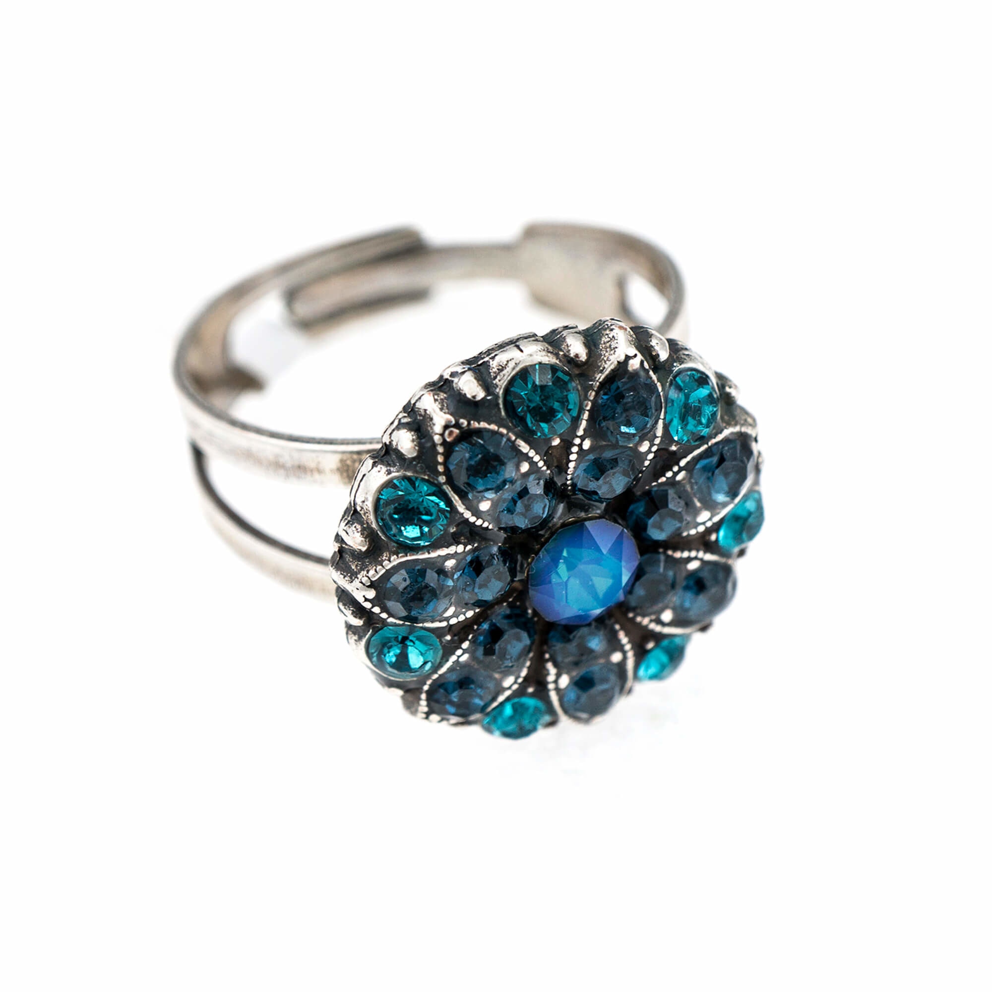 Inel placat cu Argint 925, Cristale, Guardian Angel by Roxannes - Mariana Jewellery, Albastru/Verde 7217-207SP