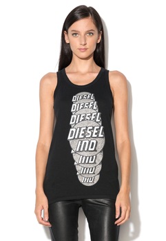 Diesel Top negru cu imprimeu logo Nosd L Diesel Top negru cu imprimeu logo Nosd L