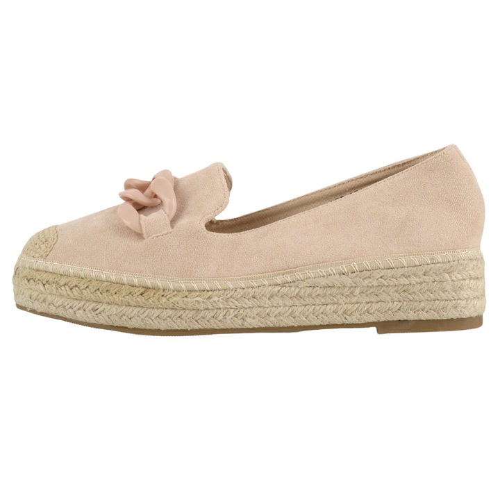 Pantofi Dama Casual Isra, Piele Ecologica Intoarsa, Bej