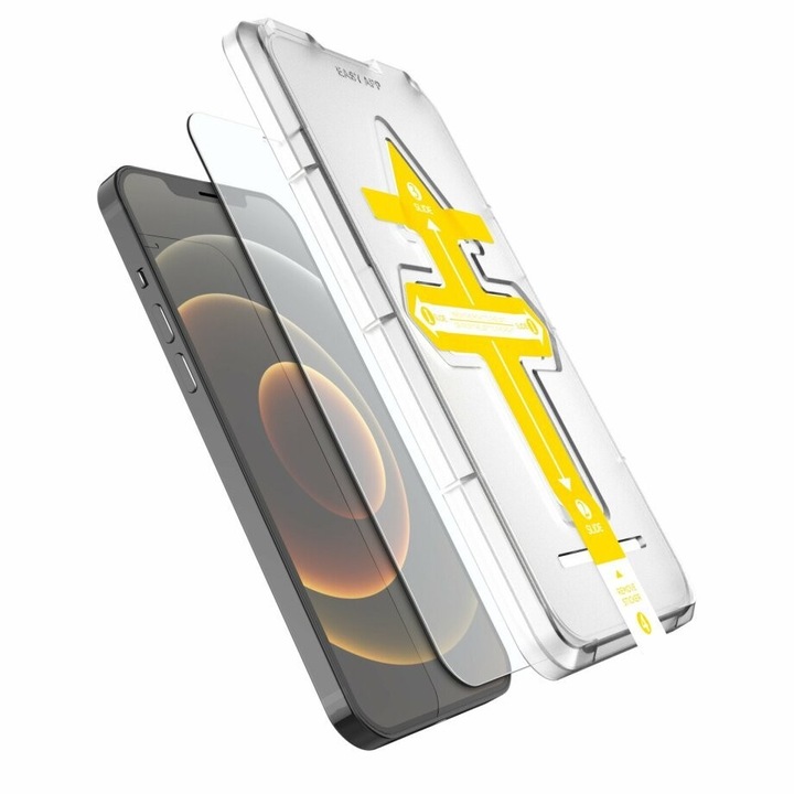 2 fóliás készlet Secure Glass könnyű és gyors rögzítési rendszerrel, amely kompatibilis Apple iPhone 11 Pro / XS, Gold Market®, előlappal