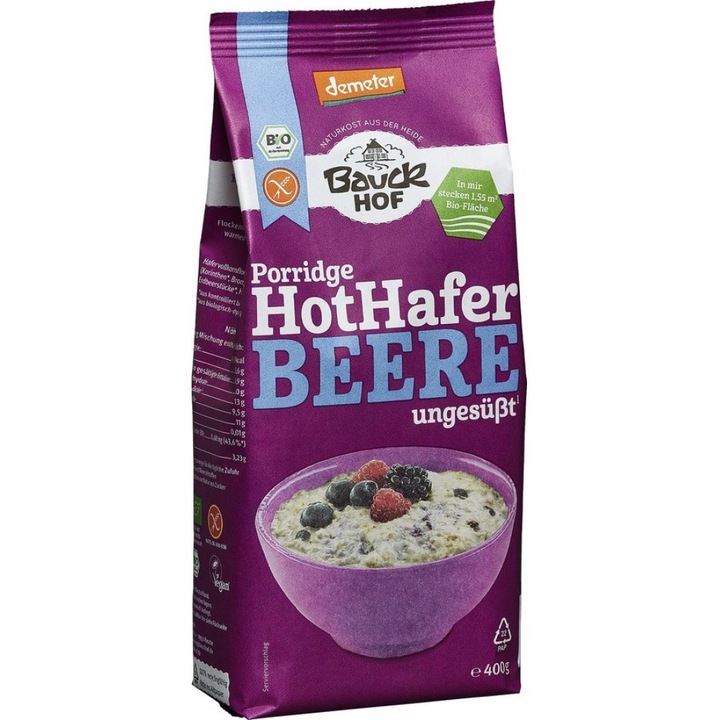 Zabpehely zabkása gluténmentes bogyós gyümölcsökkel, BauckHof, 400g