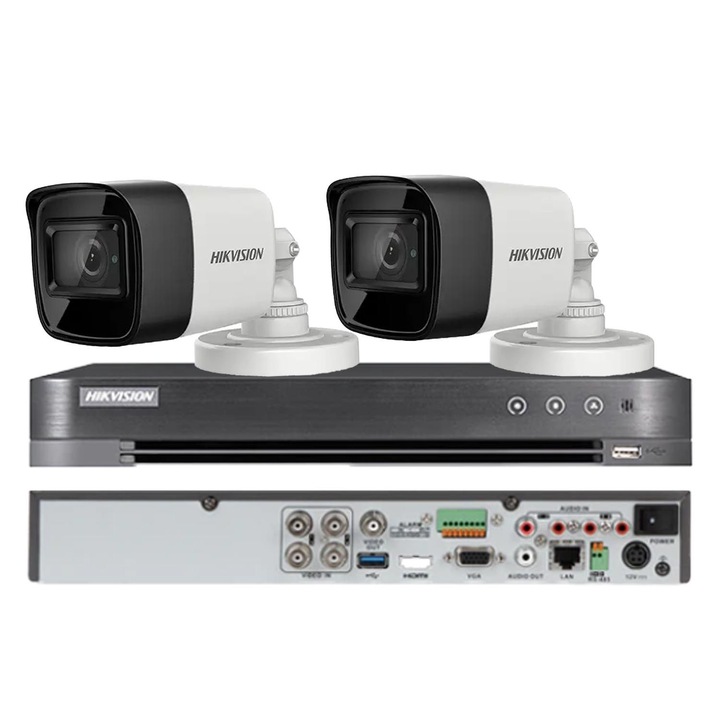 Sistem supraveghere video profesional Hikvision 4 camere COMPLET FULL HD 1080P wide-angle 2.8 mm HDD INCLUS MK616