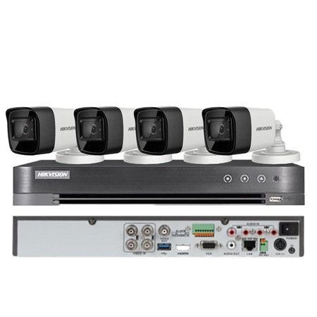 Система за наблюдение Hikvision 4 камери 4 в 1, 8MP, 2.8mm обектив, IR ...