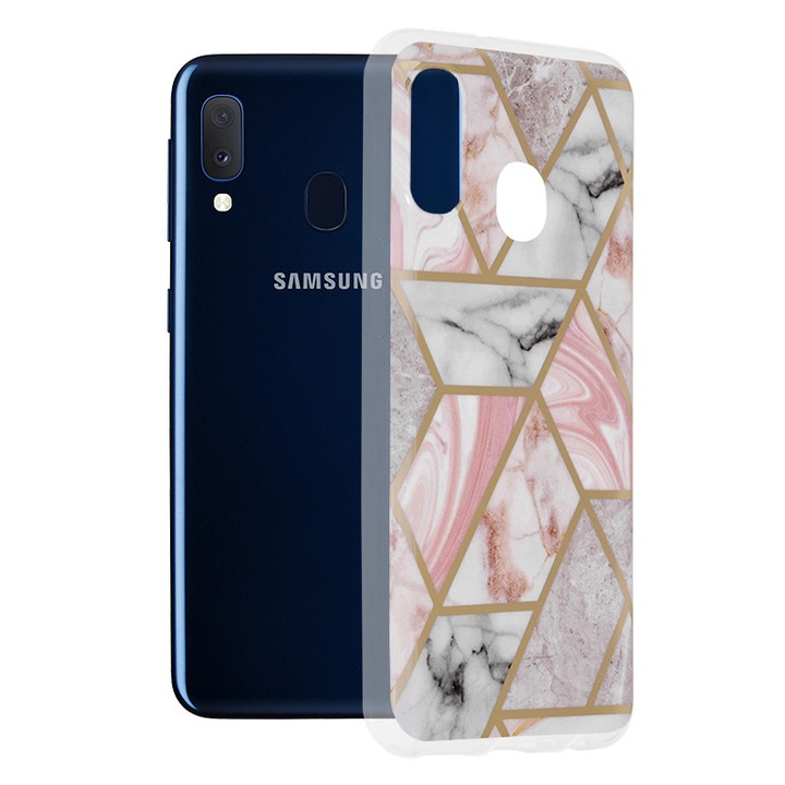 Кейс за Samsung Galaxy A20e, Techsuit Marble Series, Pink Hex