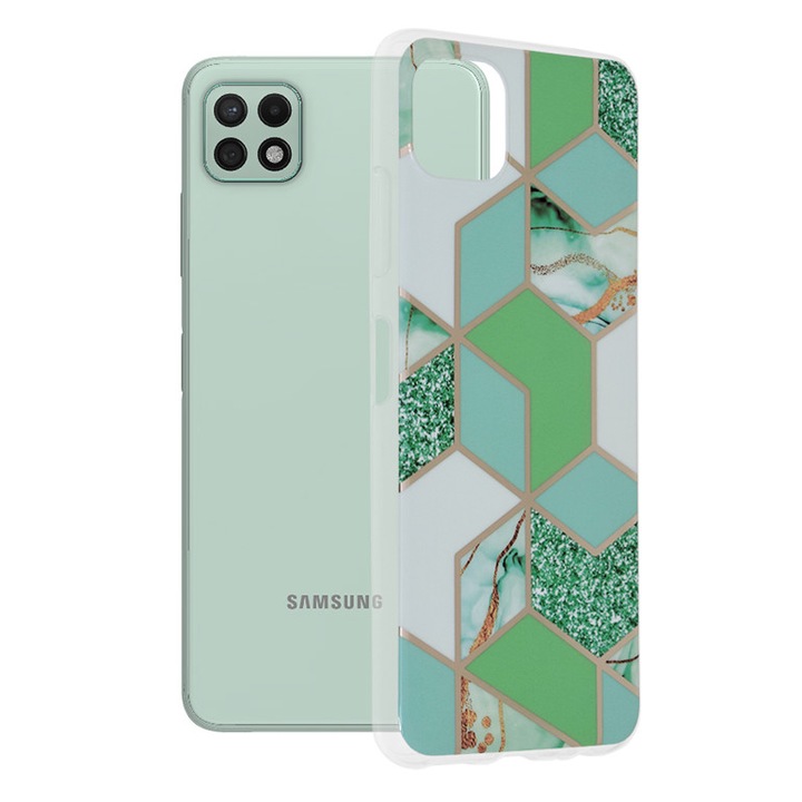 Кейс за Samsung Galaxy A22 5G, GEAR Grip, K34, Термоустойчива пластмаса, Green Forest Hex