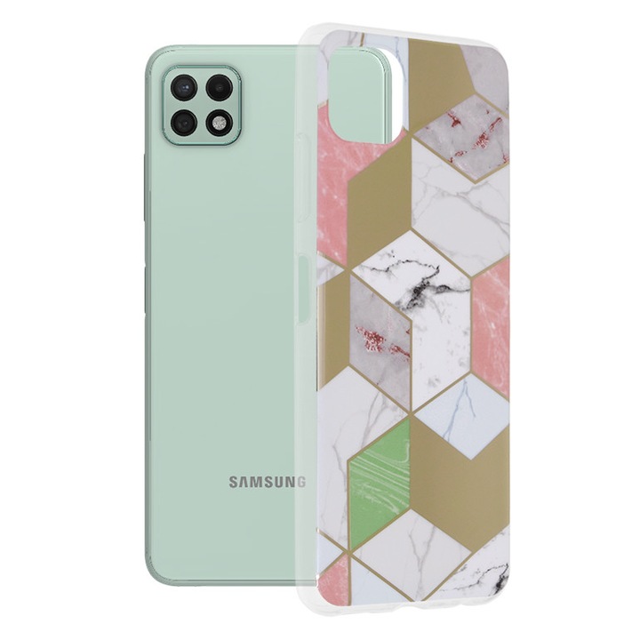 Калъф, съвместим с Samsung Galaxy A22 5G, Abstract Marble, Hex Fashion, Purple