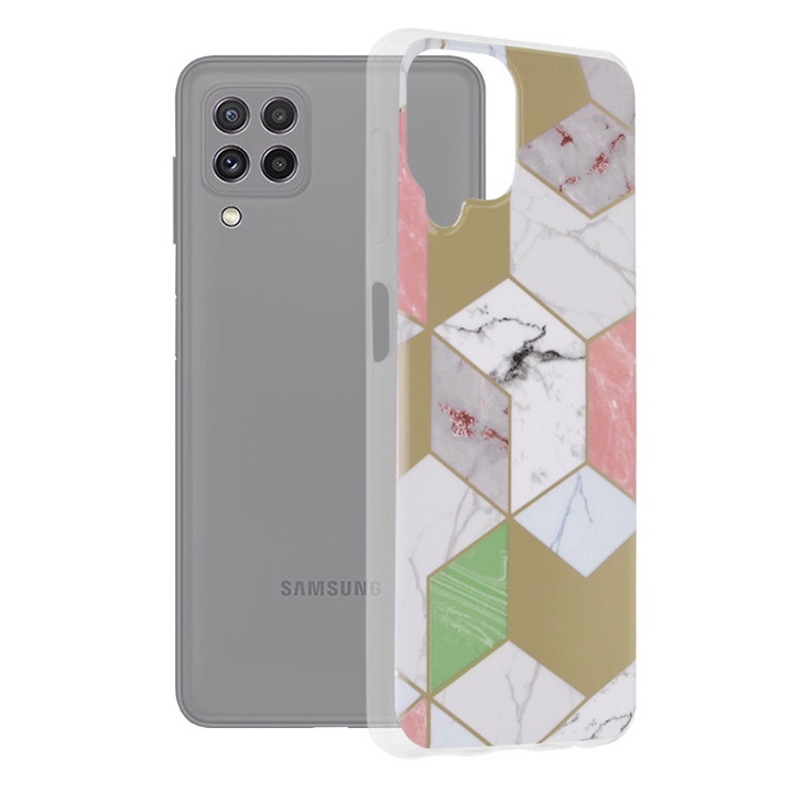 Кейс за Samsung Galaxy A22 4G, Techsuit Marble Series, Purple Hex