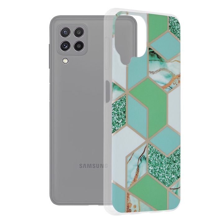 Кейс за Samsung Galaxy A22 4G, Techsuit Marble Series, Green Hex