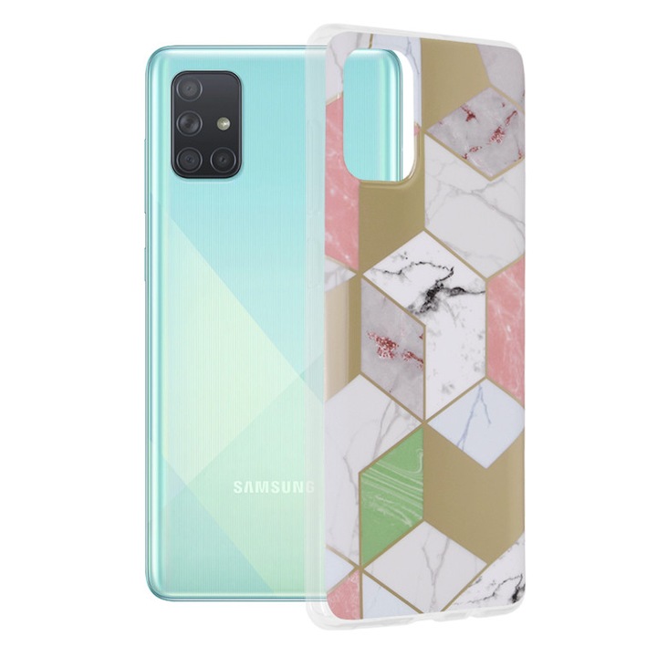 Кейс за Samsung Galaxy A71 4G, Techsuit Marble Series, Purple Hex