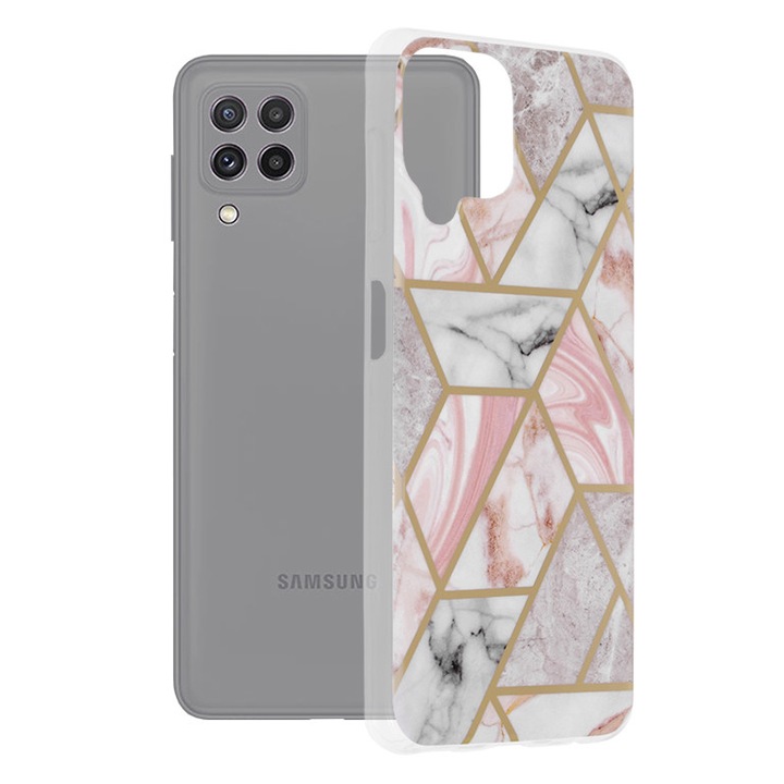 Кейс за Samsung Galaxy A22 4G, Techsuit Marble Series, Pink Hex