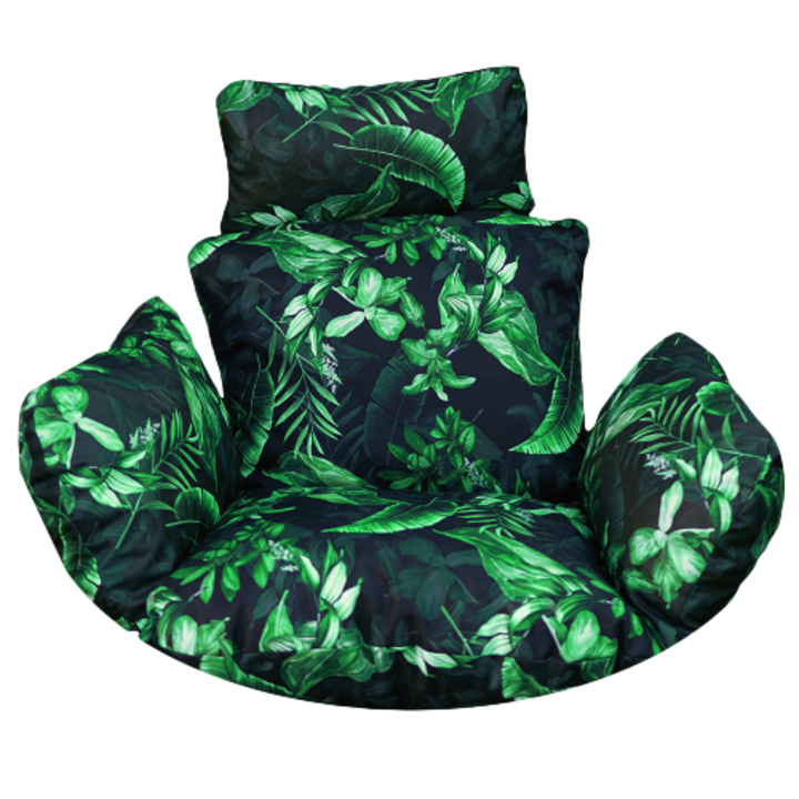Възглавница за люлка Blomster, Със зелени листа, Черен