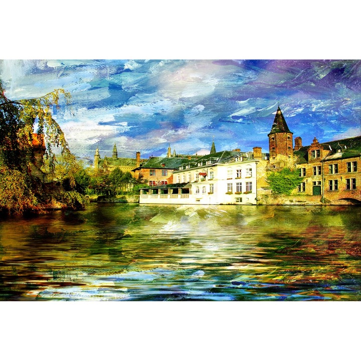 Картина на платно Часове, река, живопис, 90 х 60 см