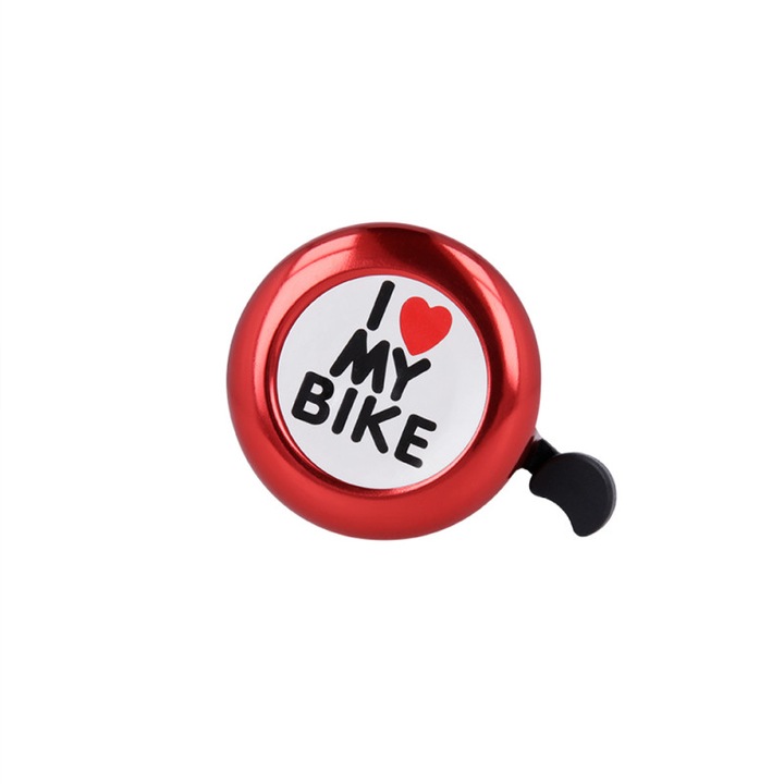 Alumínium bicikli csengő, I love my bike, piros, TLF-BBL4743