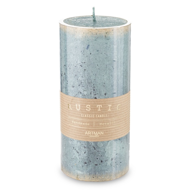 Рустикална свещ, Зелен/златист, 15х7 см