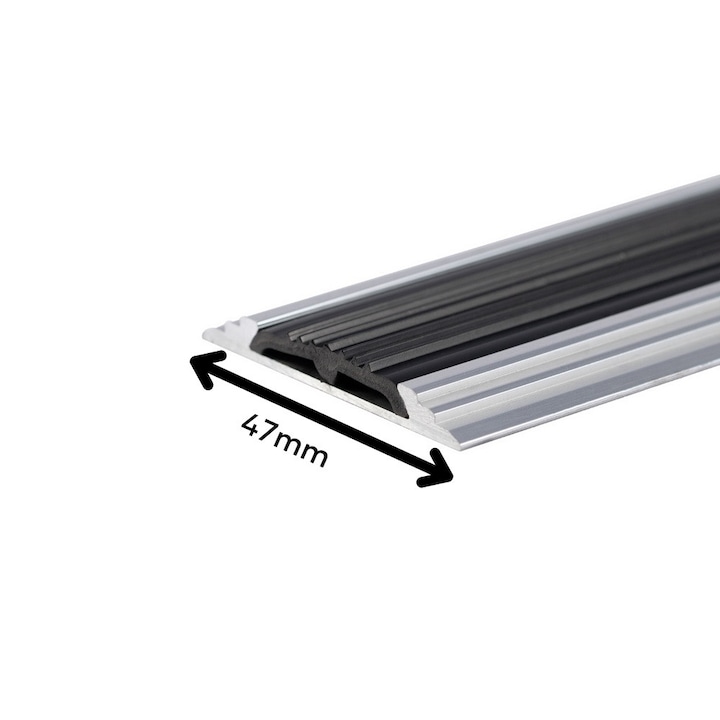 Profil drept pentru treapta, cu banda de cauciuc, Argintiu, 47mmx100cm, 2151