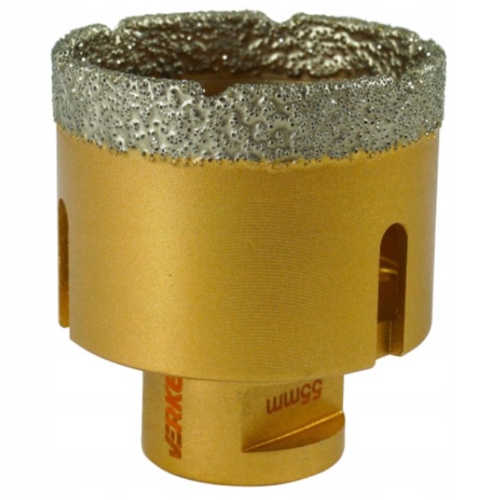 Carota diamantata pentru placi ceramice, marmura, piatra naturala, gresie, beton 55 mm Verke