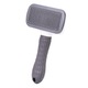 Kisállatápoló kefe, ADM, masszíroz, tisztítja a kihullott és összegabalyodott szőrt, öntisztító gombbal és ergonomikus nyéllel, szürke