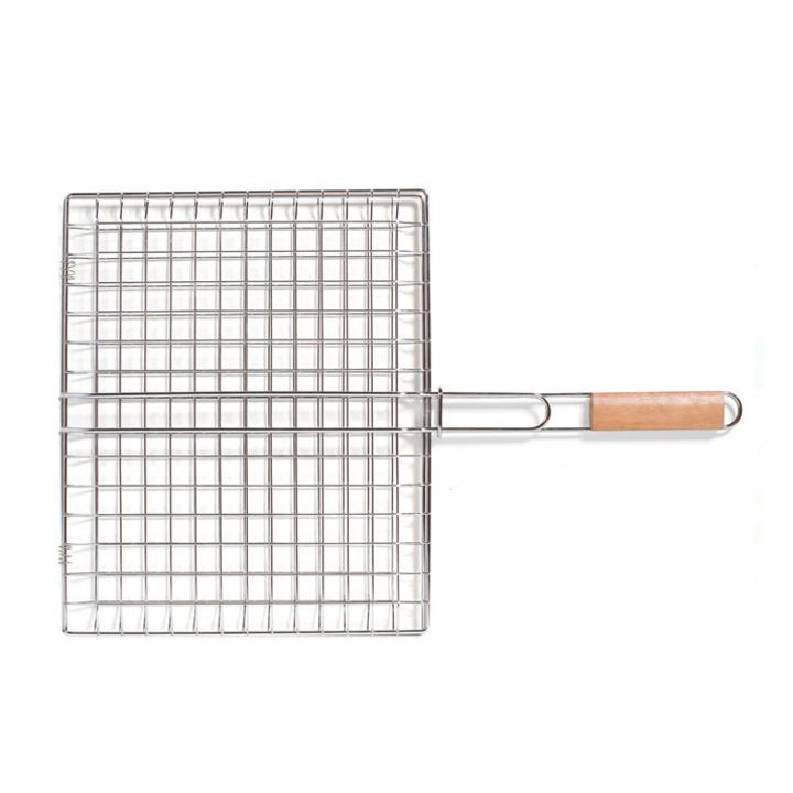 Gratar grill inox, patrat, Boutique Store ®, cu impletitura densa, ideala pentru bucatele mici de carne, 40x33 cm