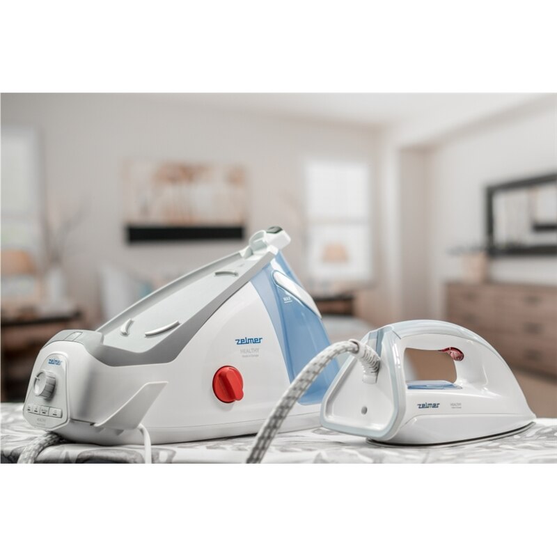 RESIGILAT: Statie de calcat Zelmer ZIS8700, 2600W, 8 bar, rezervor 1.4 l, jet abur continuu 150g/min, selectare automata a aburului si temperaturii, talpa Diamond 4D PROslide, oprire automata, antipicurare, anticalcar, calcare verticala, curatare automata, alb