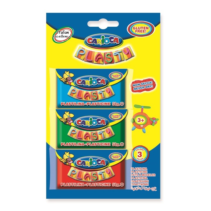 Carioca Plasty gyurmakészlet, 3 színben