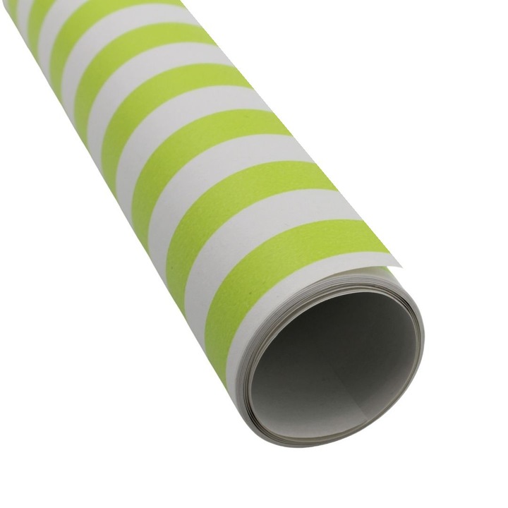 Подаръчна опаковъчна хартия Graphic stripes бяло-електрик зелено 200 х 70 см