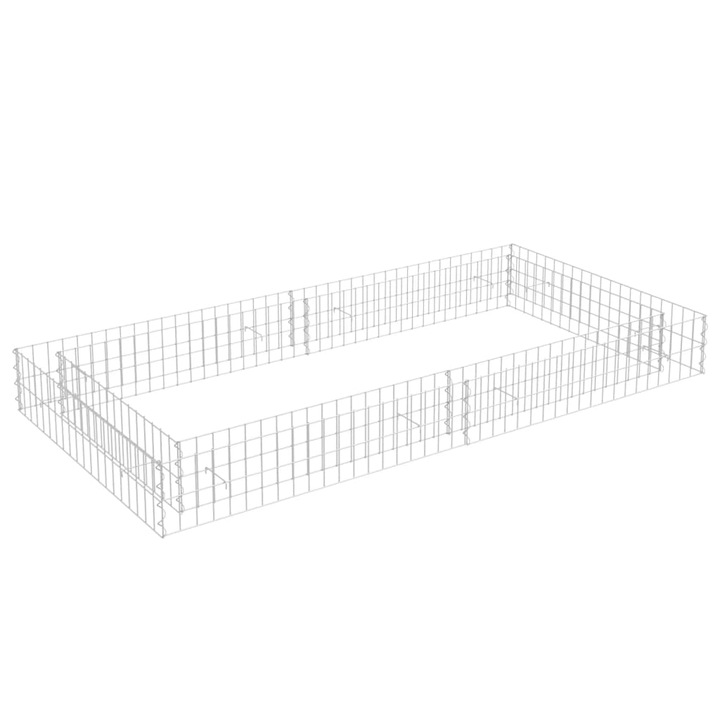 Габион повдигната леха vidaXL, Поцинкована стомана, 200x100x20 cм, Висока товароносимост, стабилен и издръжлив