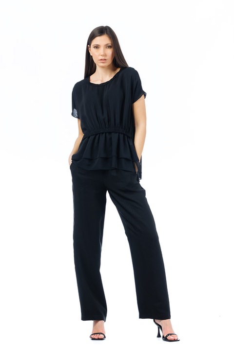 RVL Fashion noi bluz, aszimmetrikus, gumiszalaggal - 688410, Fekete